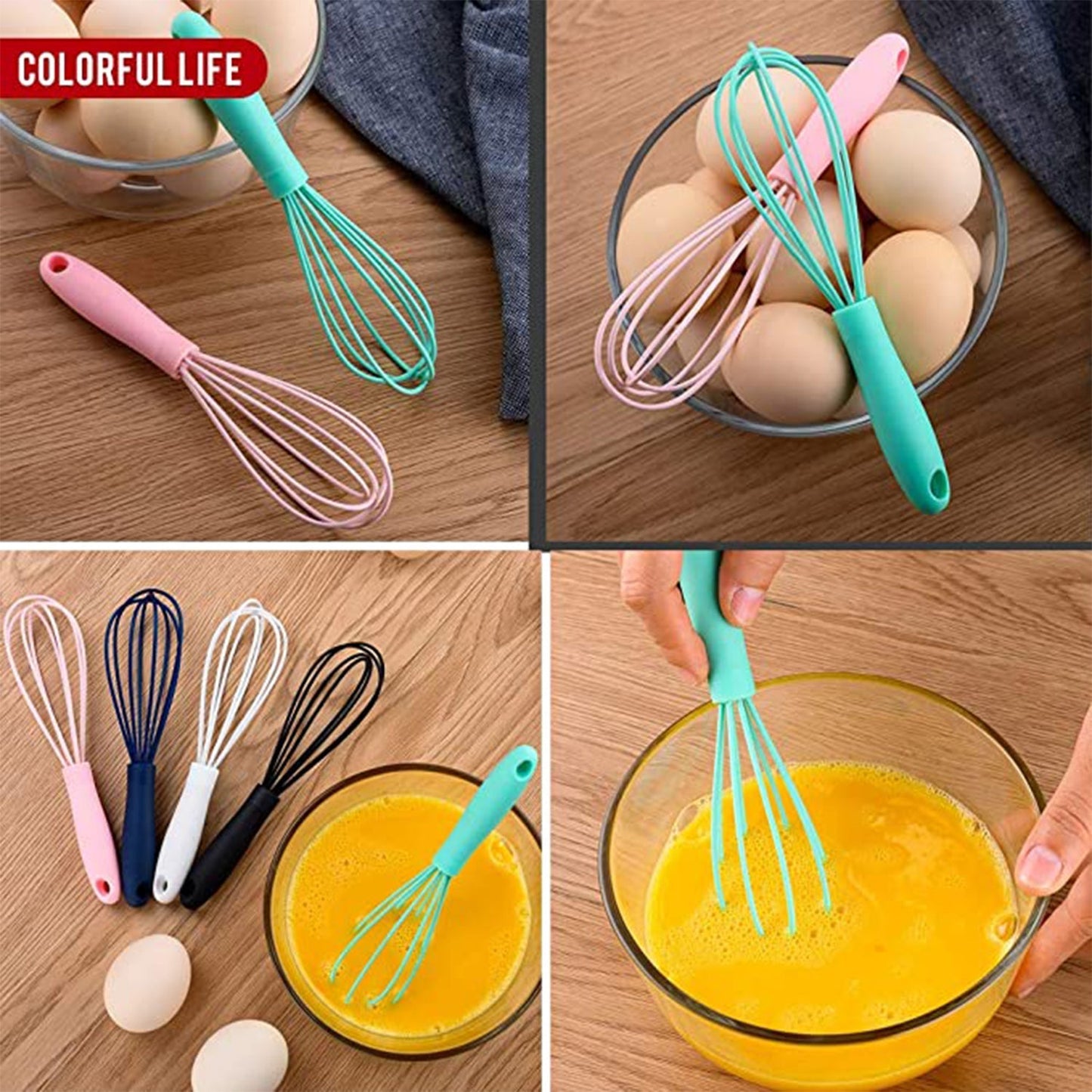 Manual Whisk Mixer Silicone Whisk, Cream Whisk, Flour Mixer, Rotary Egg Mixer, Kitchen Baking Tool. - Springkart 