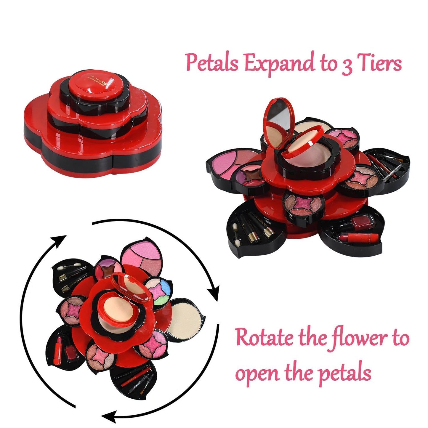 All in One Makeup Kit for Teens Flower Palette for Girls 3 Tier Cosplay - Springkart 