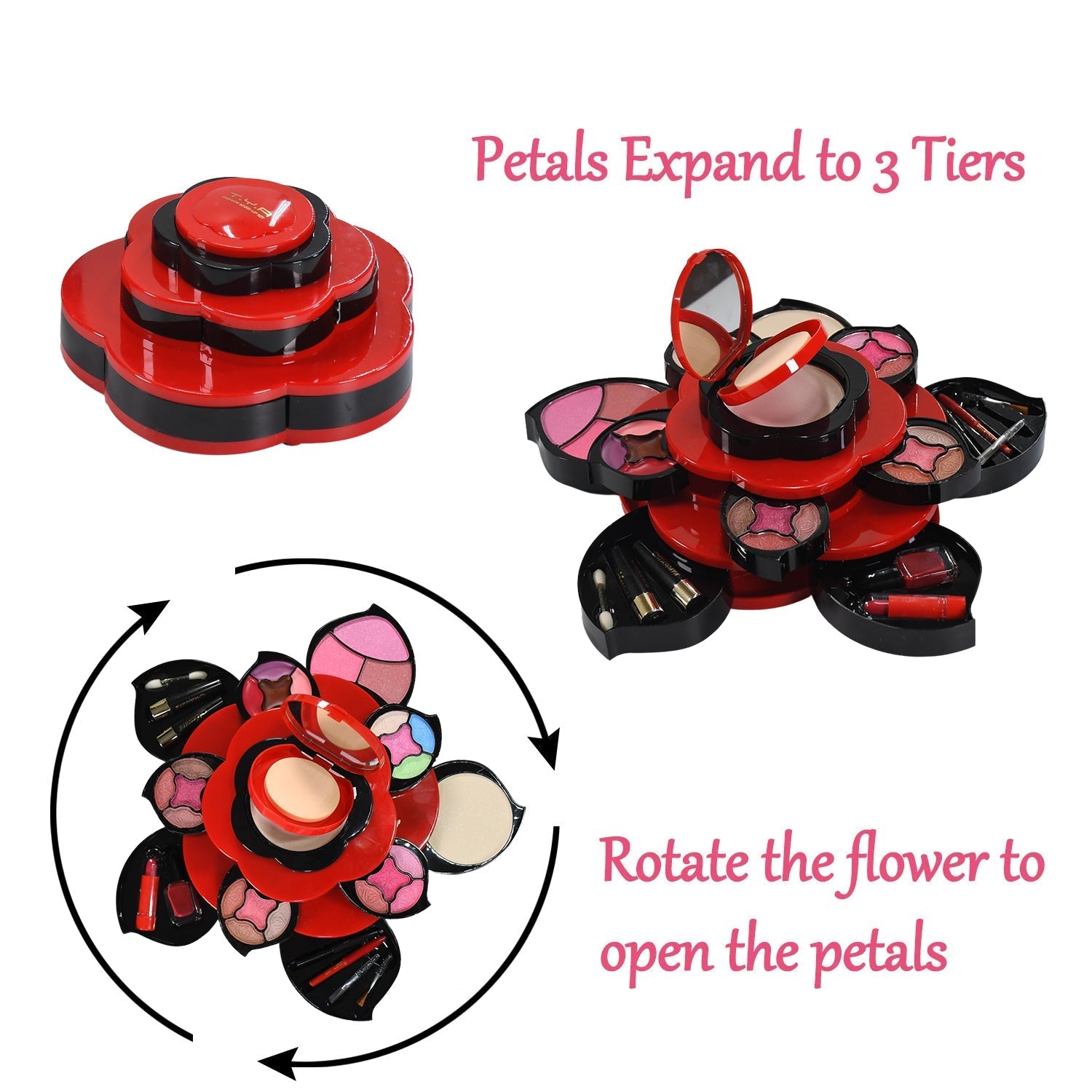 All in One Makeup Kit for Teens Flower Palette for Girls 3 Tier Cosplay - Springkart 