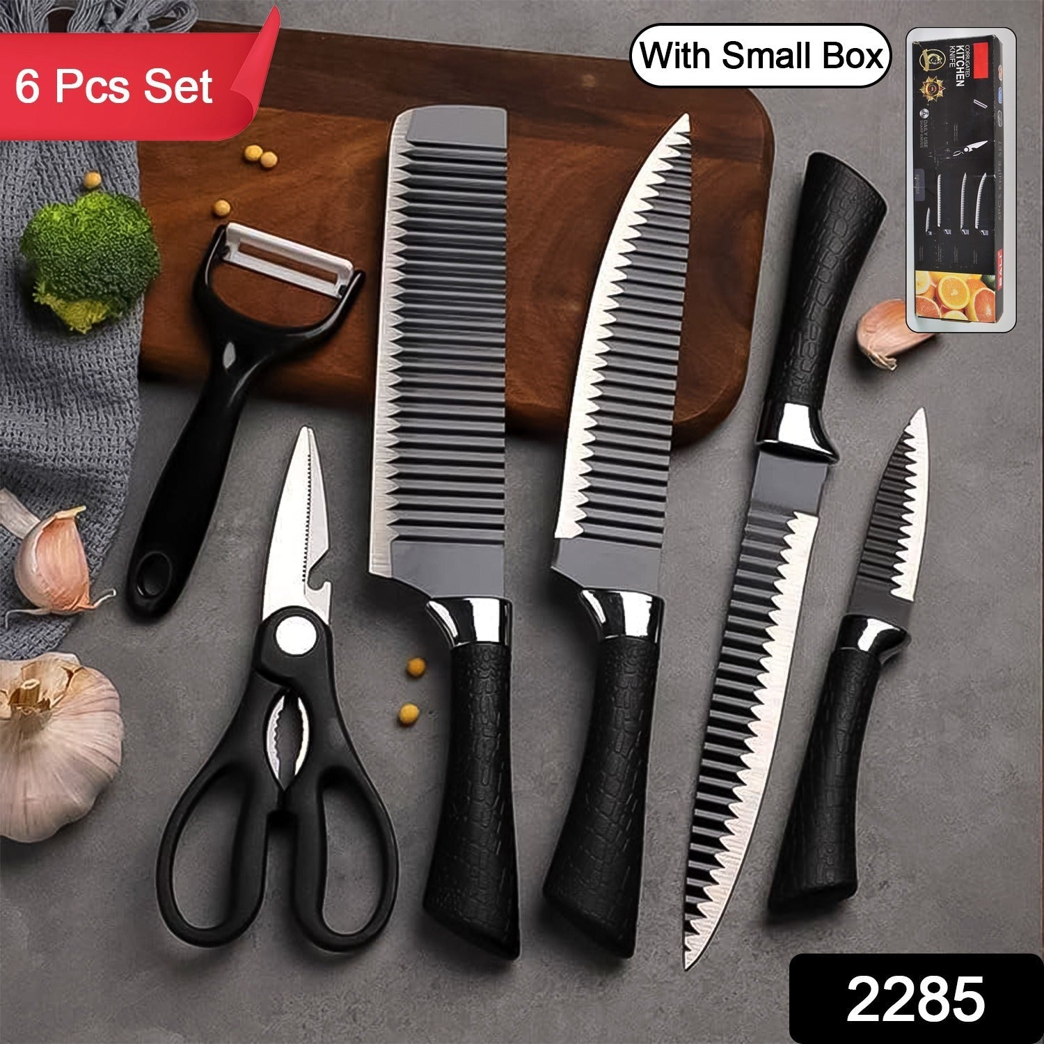 Stainless Steel Knife Set With Chef Peeler And Scissor (6 Pieces) - Springkart 