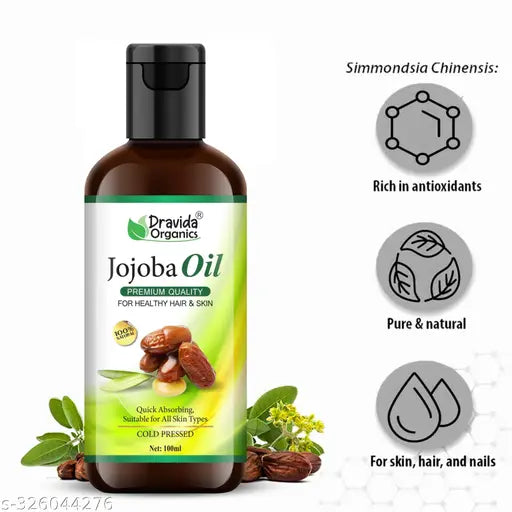 100 % Pure and Organic Cold Pressed Jojoba Oil for Age Defying and Skin Balancing face serum  (100 ml)