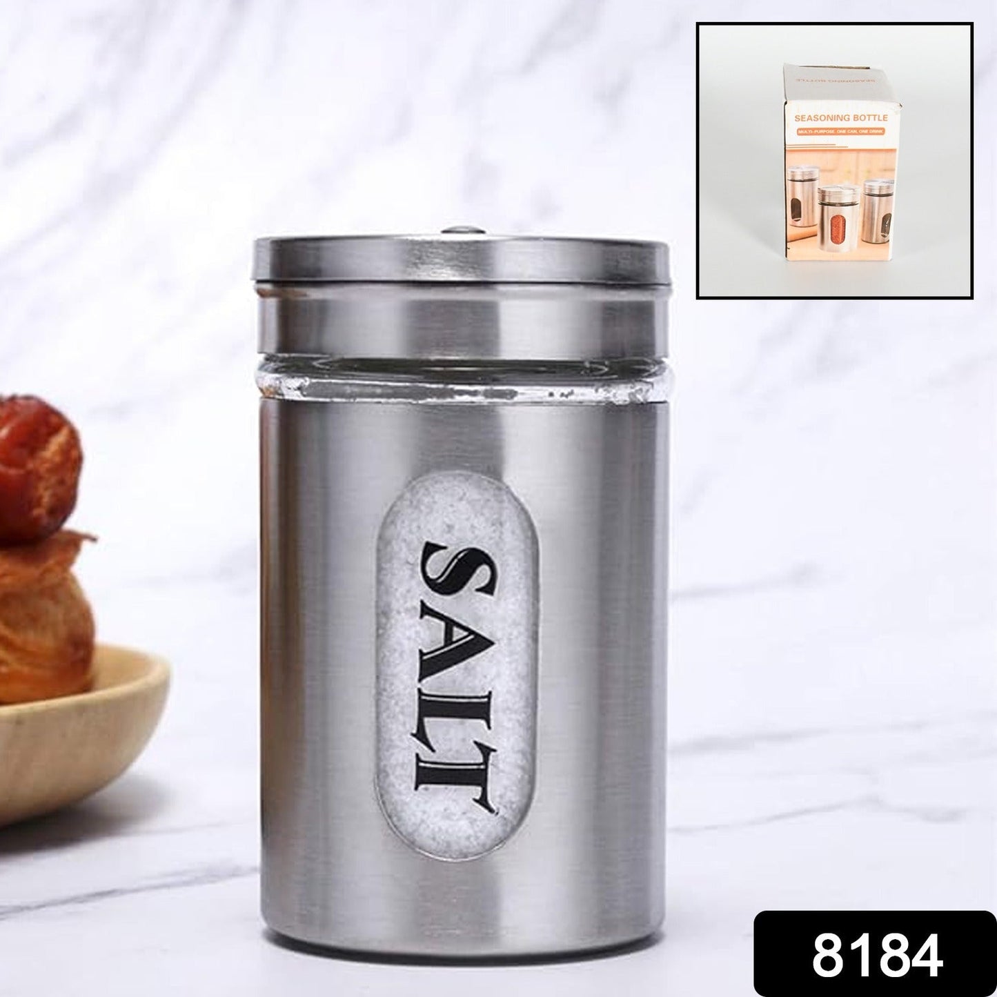 Multi-purpose Seasoning Bottle, Salt and Pepper Shakers Stainless Steel and Glass Set with Adjustable Pour Holes For Home Cooking Picnic, Camping Ration Salt Shakers (1 Pc) - Springkart 