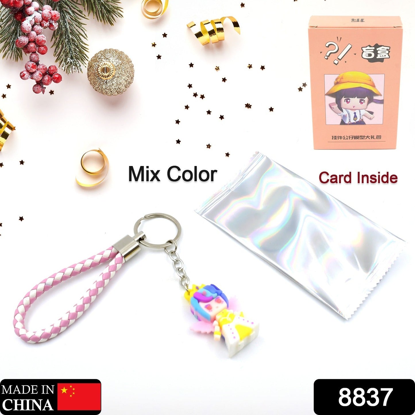 Cute Keychain With Card Gift - Keychain Accessories Key Chain Backpack Charms Car Keys Keychain for Kids Girls, Unicorn Toy and Charm Key- Chain for Bag / Door Key- Ring / car Key- Ring / Party Favor (Mix Color & Design 1 Pc ) - Springkart 