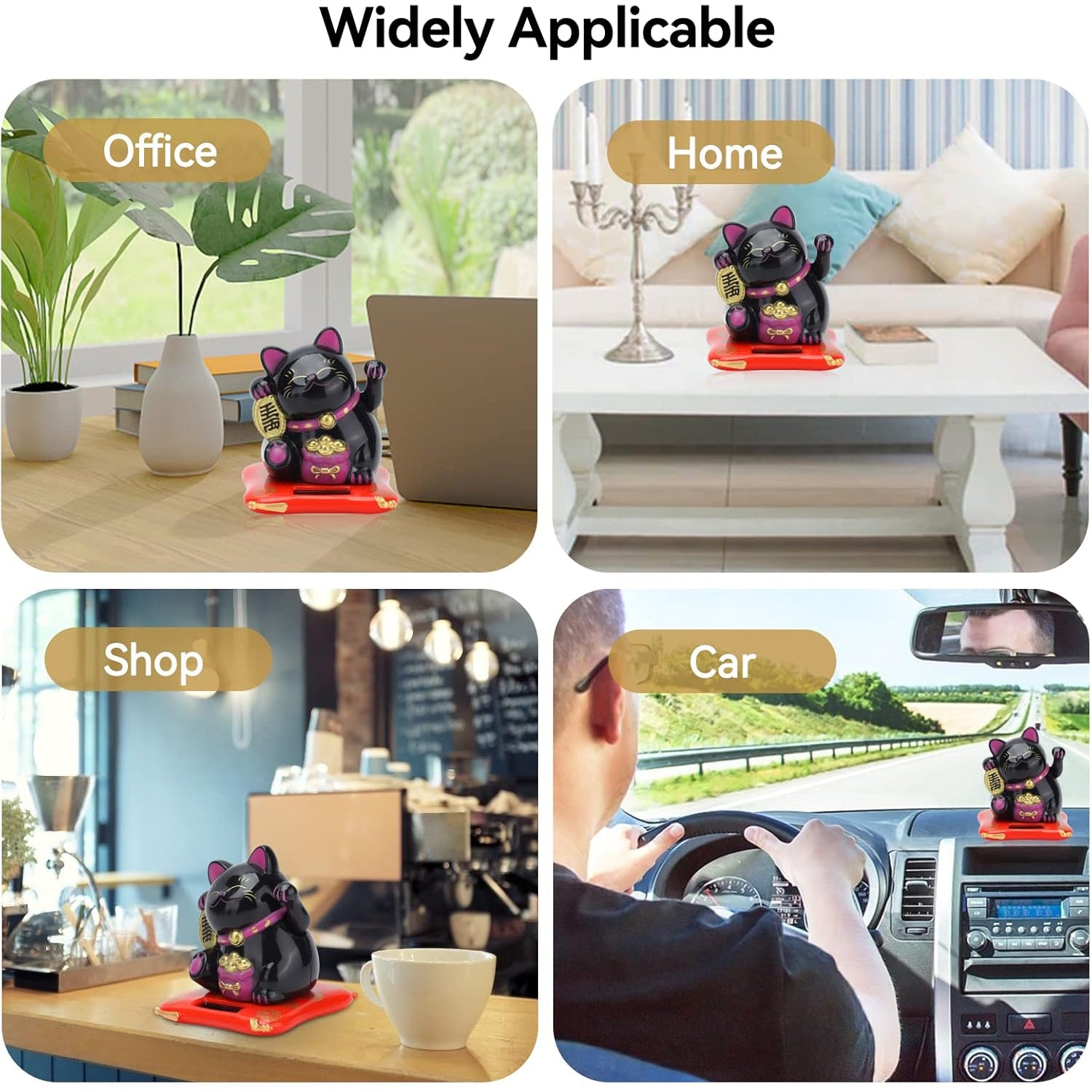 Solar Powered Happy Cat Beautiful With Arm Waves Wealth Cat (1 Pc Mix Color) - Springkart 