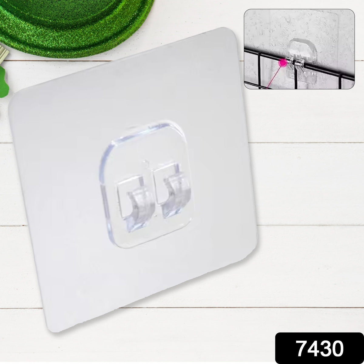 Household Self Adhesive Wall Hooks, Punch-Free Wall-Mounted Hook, Seamless Transparent No Nails Drill Waterproof Hooks for Bathroom, Kitchen, Home (1 Pc) - Springkart 