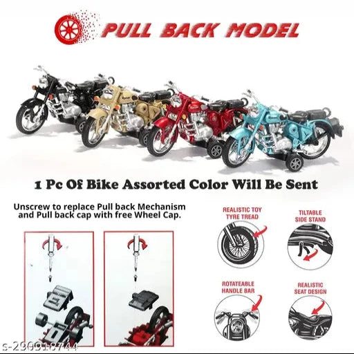 Bullet Miniature Scale Model, Toy Bike with Pullback Action,