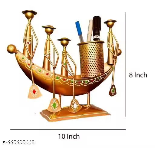 R K Crafts Metal Bot Pen Stand Decorative Showpiece