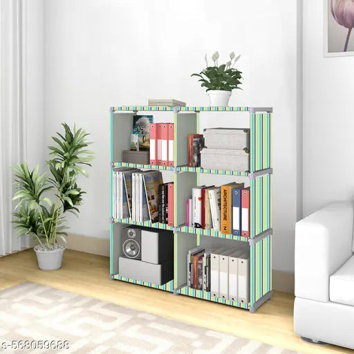 Xcentex - 8 Shelf Book shelf Almirah - Foldable, Collapsible & Portable bookshelf, Showcase bookstand Rack, open wardrobe.
