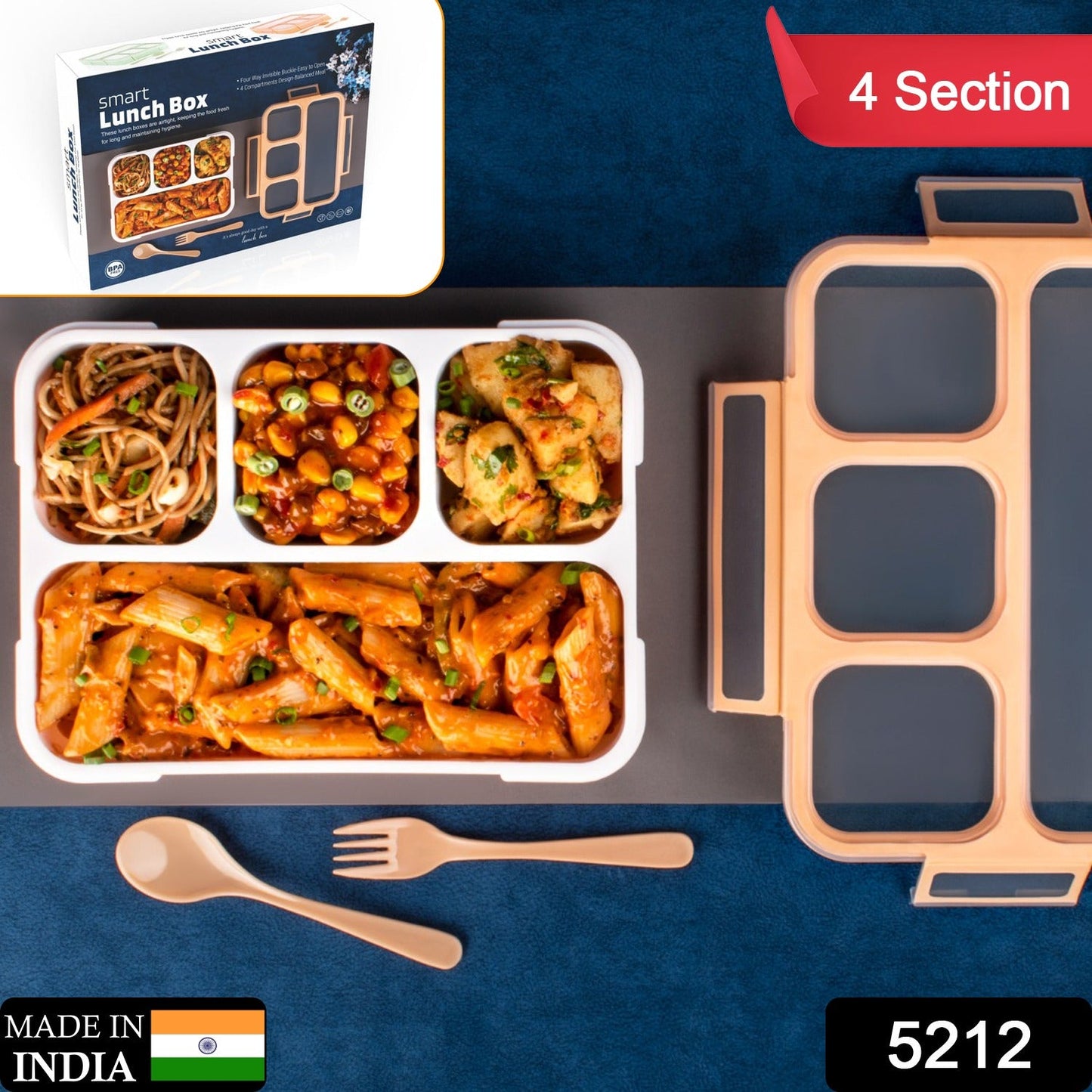 Lunch Box 4 Compartment With Leak Proof Lunch Box For School & Office Use - Springkart 