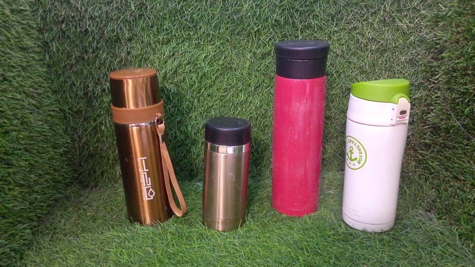 Mix Size and Design Stainless Steel Vacuum Bottle with Cup Lid â€“ Thermos for Hot & Cold Drinks or Food-Thermos for Travel (1pc) - Springkart 