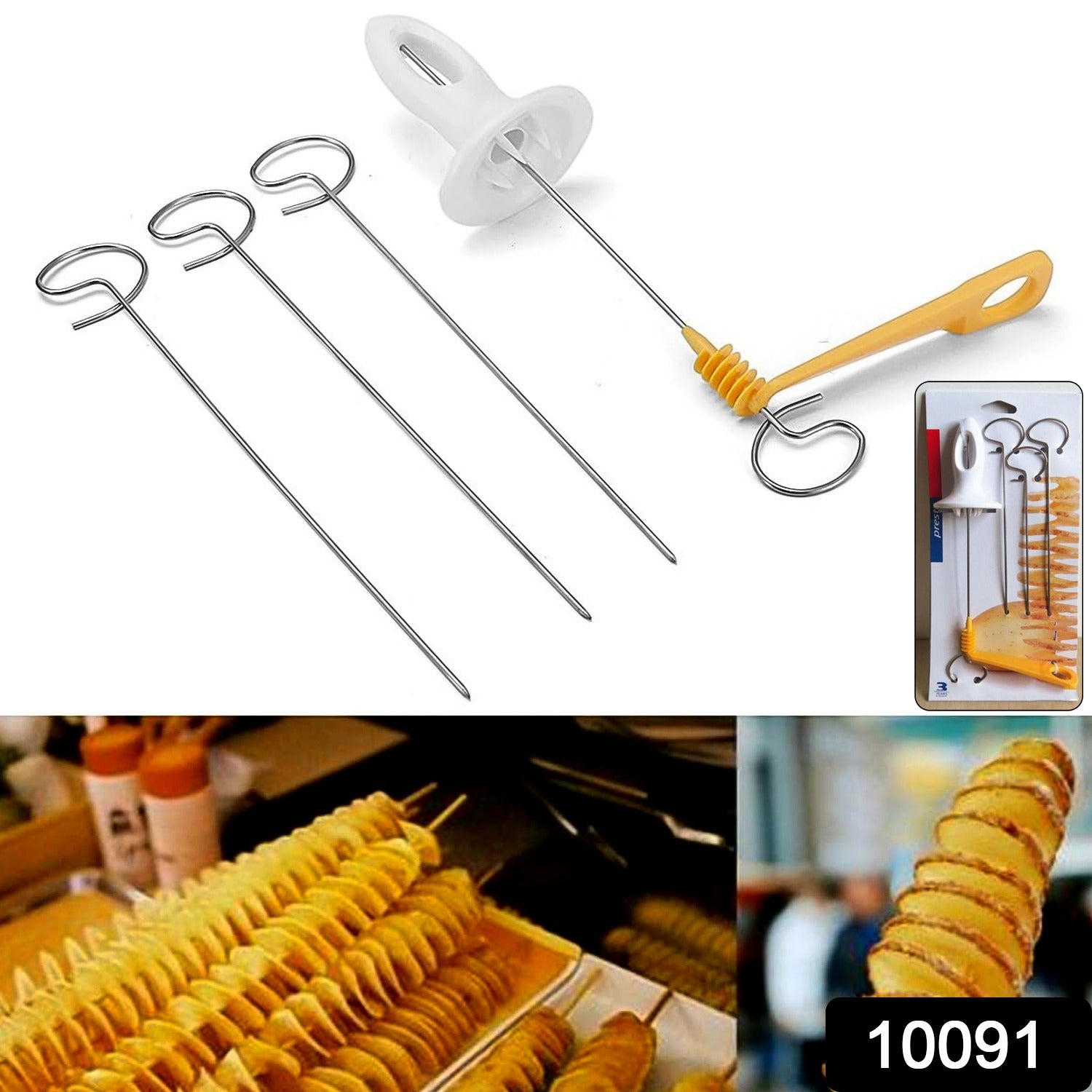 1 Set Potato Spiral Cutter, Potato Twister (4 Spits) - Springkart 