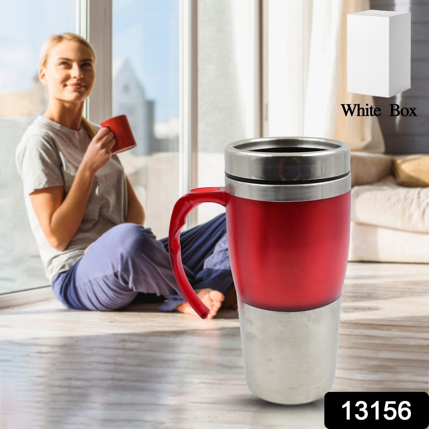 High Quality Stainless Steel Vacuum Glass Insulated Glass Coffee Cups Double Walled Travel Mug, Car Coffee Mug (With Lid & Handle / 1 Pc) - Springkart 