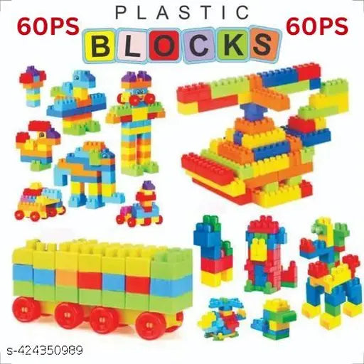 60 Pcs Colorful Plastic Smart Puzzle Intelligent Building Blocks Toy Set for Kids