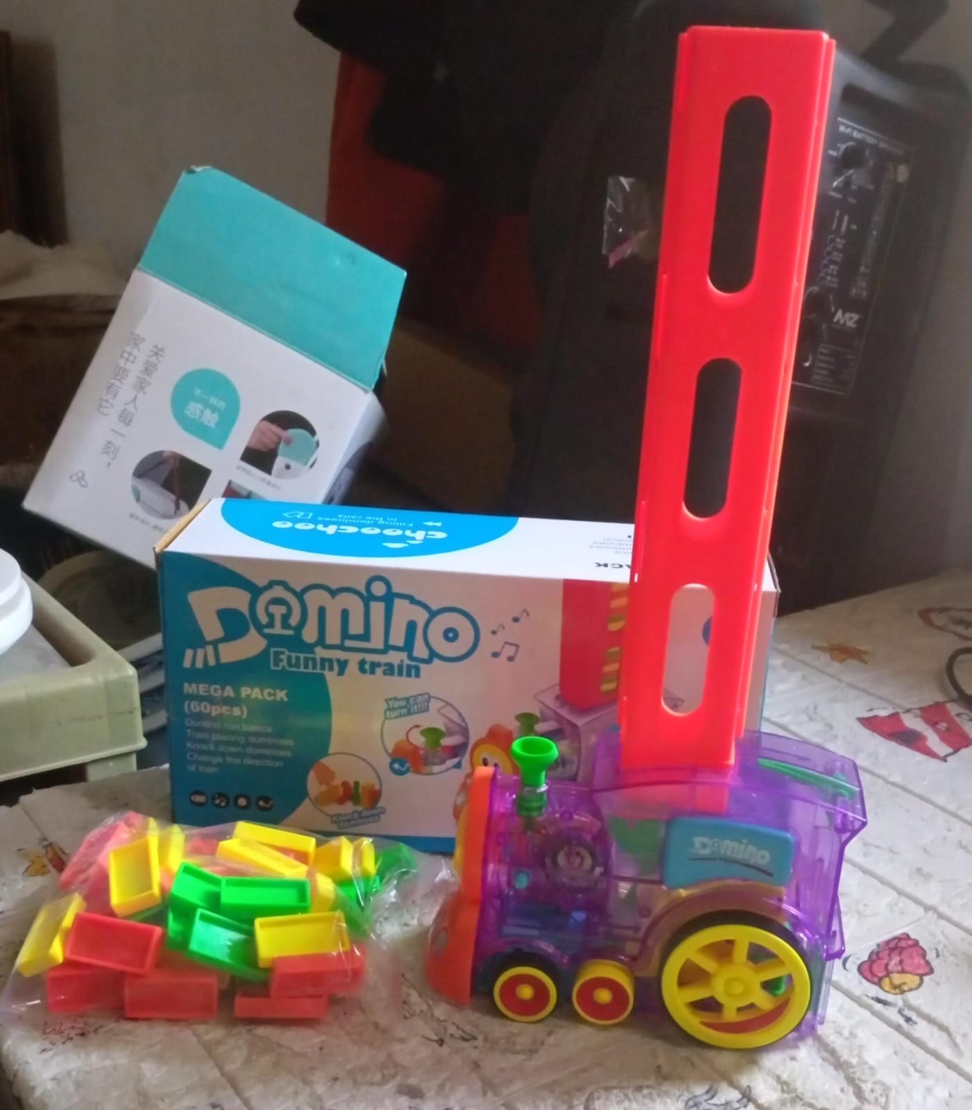 Play Game Transparent Funny Train Engine with Blocks Set 60 Blocks Toy with Music and Lights Automatic Blocks Toy Train Set for Kids ( Batteries not included) - Springkart 