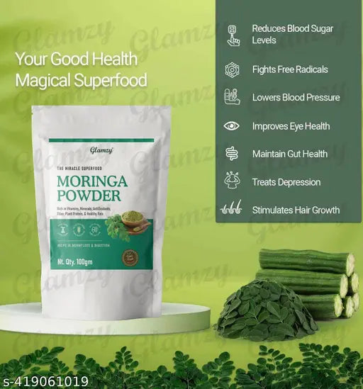 Zidella Organic Moringa Powder for Skin | Hair | Weight loss - moringa plant powder, organic moringa powder, moringa leaf powder, moringa leaves powder, drumstick powder, drumstick leaves powder - 100gm