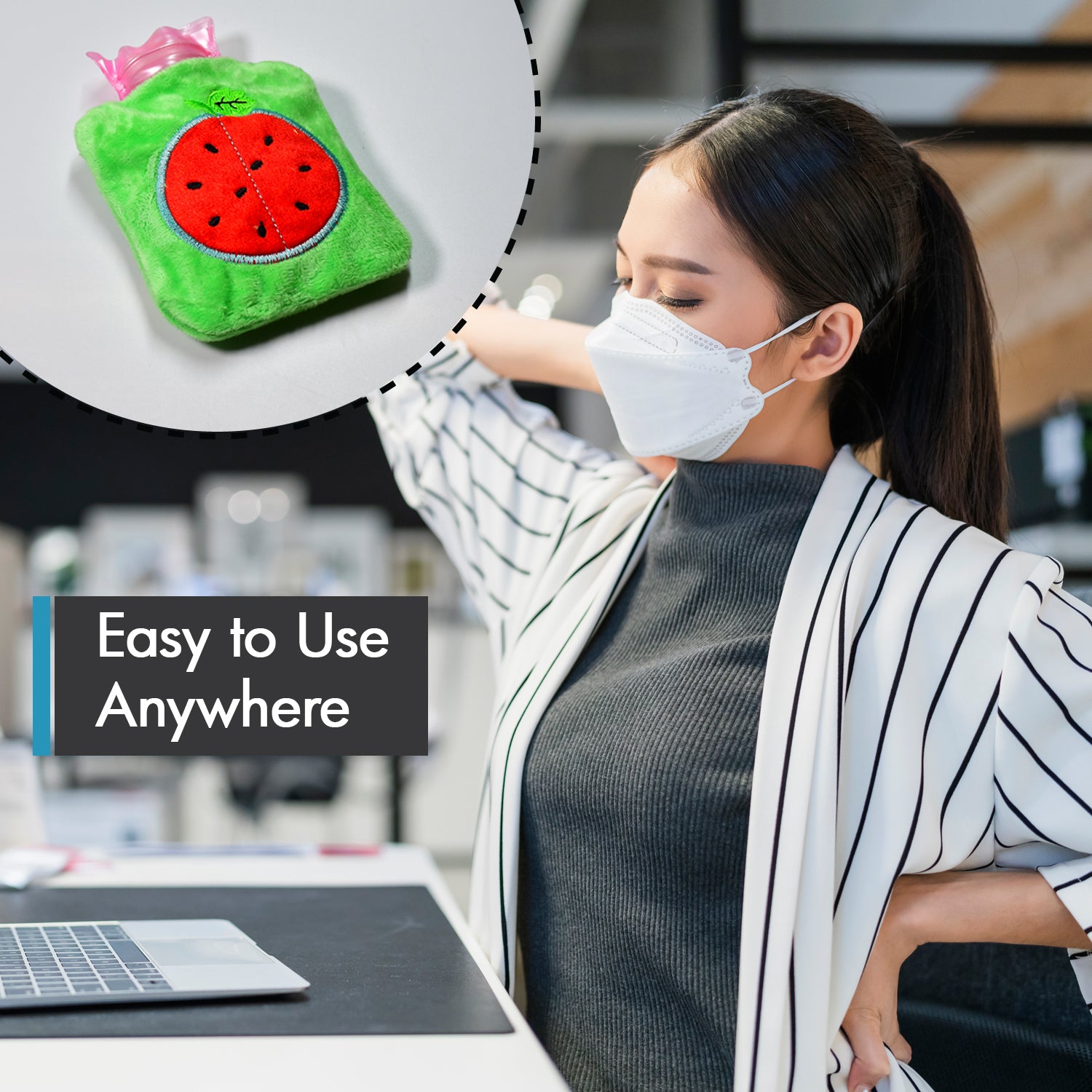 6509 Watermelon Small Hot Water Bag With Cover For Pain Relief Neck Shoulder Pain And Hand Feet Warmer Menstrual Cramps. - Springkart 