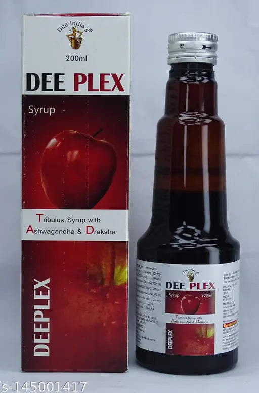 DEE INDIA HERBALS Dee Plex Tribulus Syrup With Ashwagandha & Draksha Tonic ( Weight : 200 ml) Pack Of 3