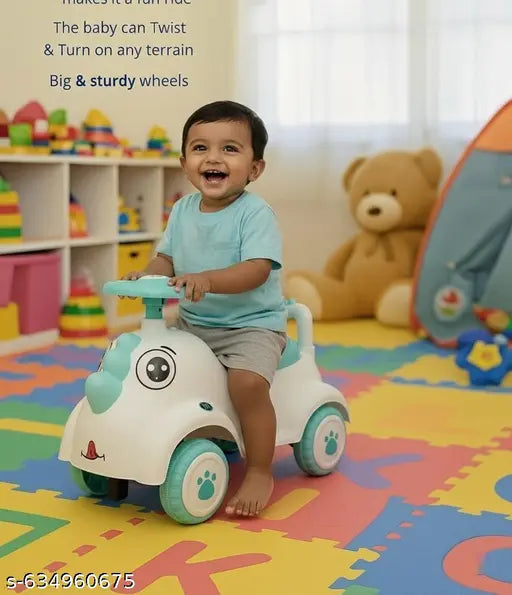 DAINOSAUR Ride on Cars for Kids | Indoor Push Ride on Car with Safety Backrest & Toy Storage | Portable Kid Cars with Music & Horn | Outdoor Rider car for Kids 1 to 3 Years Boys Girl