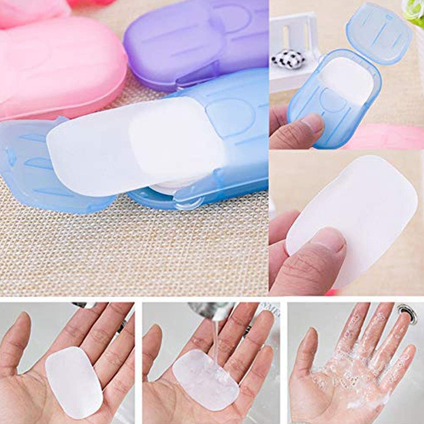 Portable Easy Carry Travel Paper Soap Sheet With Mini Box (20 Sheets In A Pack Approx Mix Color) - Springkart 