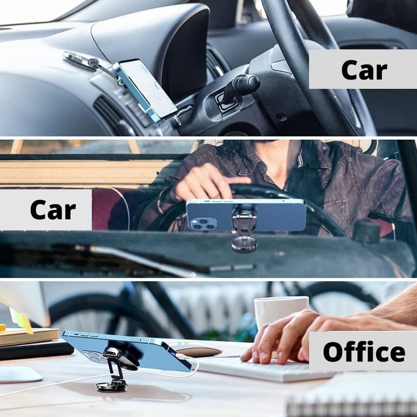 6102 360 Degree Rotating Magnetic Car Phone Holder Metal Folding Car Phone Holder New Alloy Folding Magnetic Car Phone Holder (Pack Of 1) - Springkart 