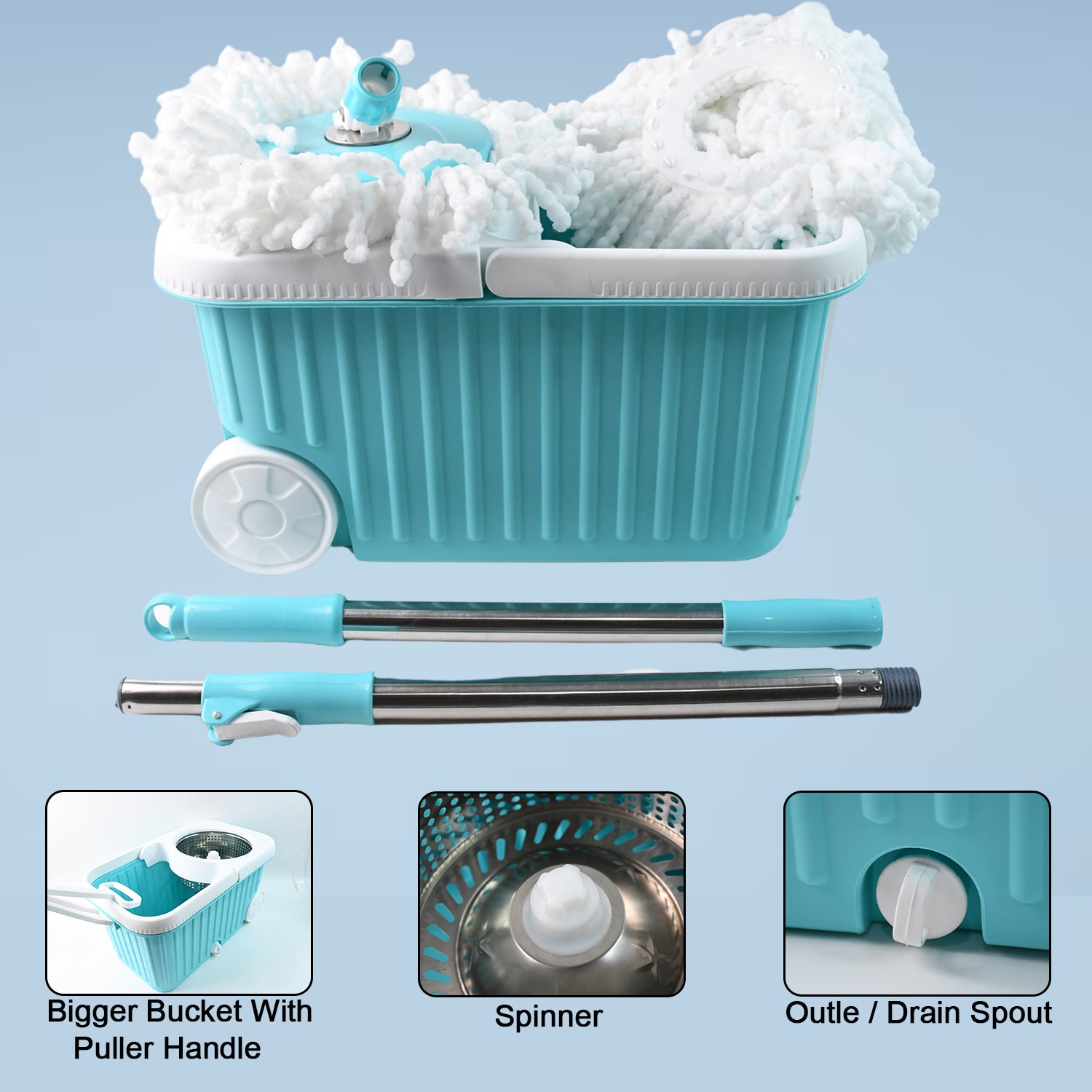 Apex Magic 360° Spin Mop Cleaning System – Stainless Steel Spinner