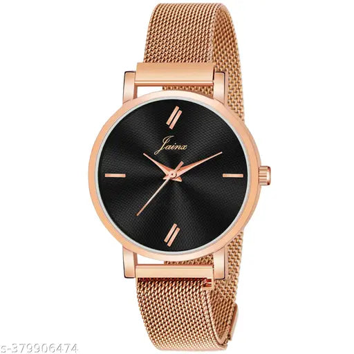 Jainx Rose Gold Analog Mesh Chain Watch for Women