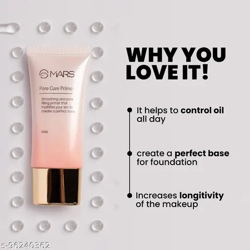 MARS Pore Cure Long Lasting Makeup Primer-30 ml (Transparent)