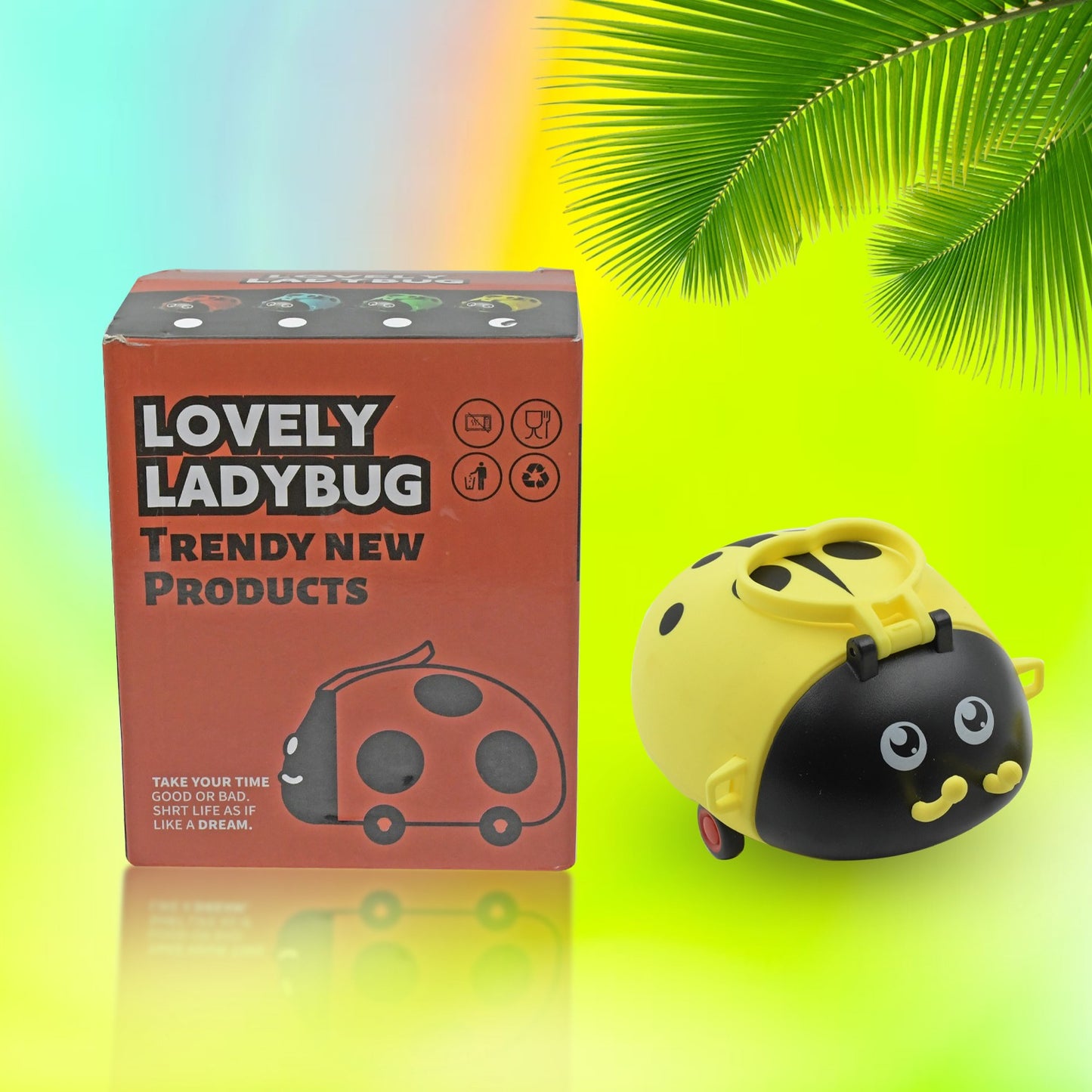8822 Cute Plastic Bug Shape Water Bottle With Adjustable Shoulder Strap 4 Wheel Straw Portable Drinking Cup Water Bottle For Kids Water Bottle Return Gift For Kids Water Bottle With Straw School Kinds Water Bottle (1 Pc) - Springkart 