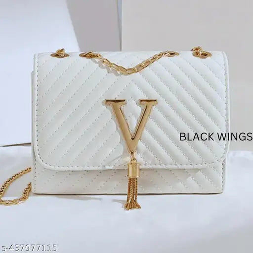 White causal partywear designer Women sling Bag