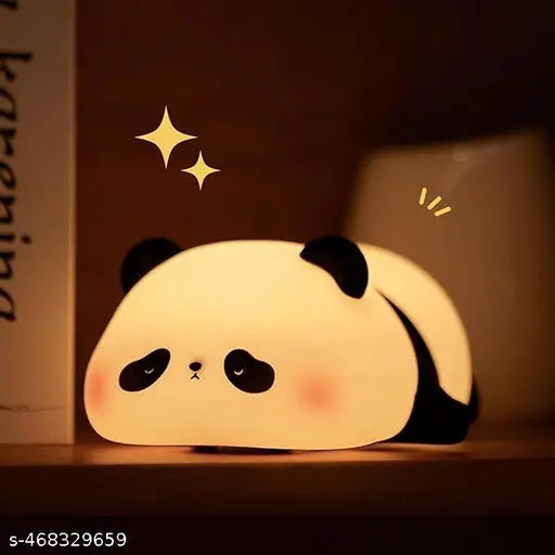 Cute Panda Silicone Nursery Night Light Touch Control Nightlights USB Rechargeable