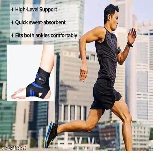 Blue Ankle Support Compression Brace for Injuries, Ankle Protection Guard Helpful In Pain Relief - Springkart 