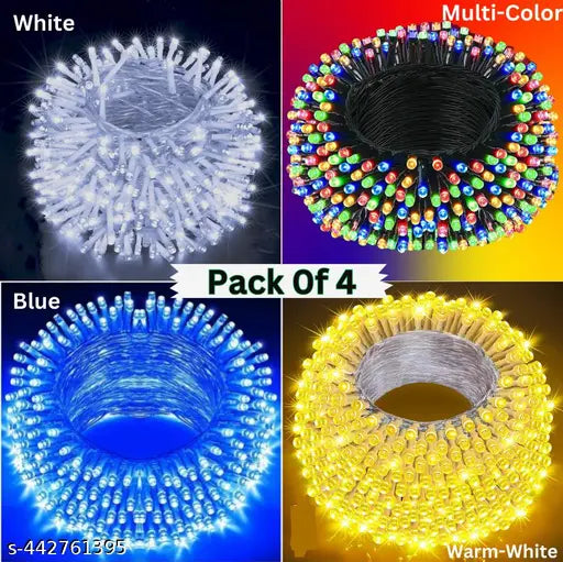 10 Meter 38 LED Diwali String Lights - Blue, White, Warm White, and Multi-Color for Festive Décor ( Pack of 4 )