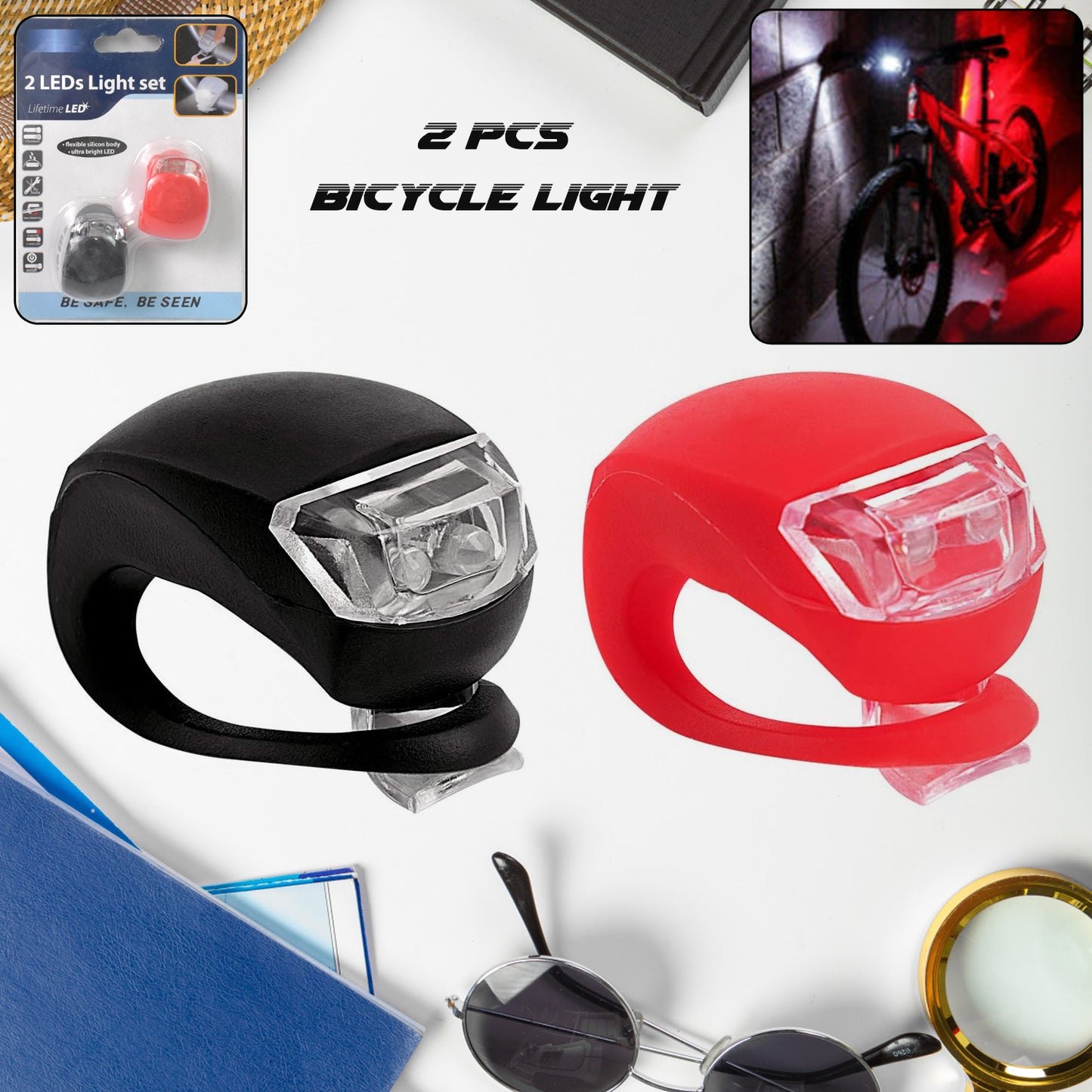 Silicone Led Bike Light Set (2 Pcs Set)