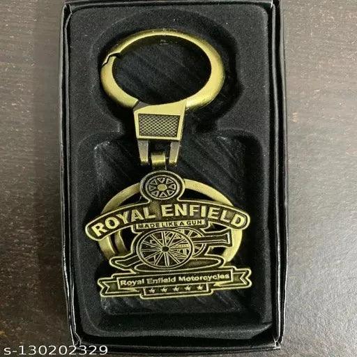 Royal Enfield Golden Color metal keychain - Springkart 