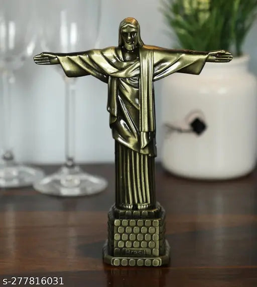 Christ The Redeemer Bronze Finish Metal Statue Jesus Showpiece for Home Decor