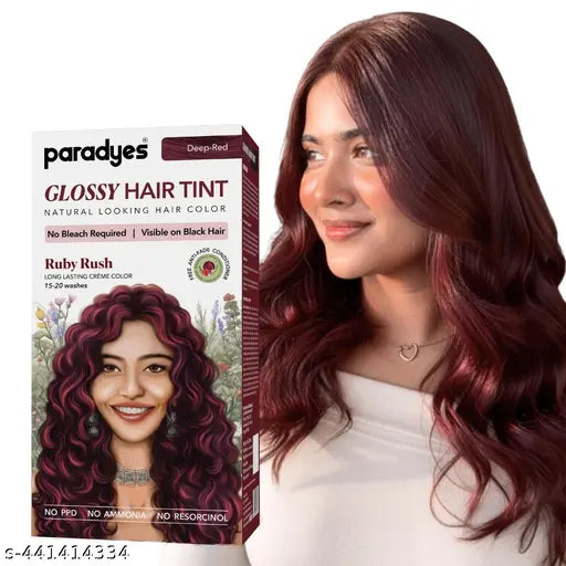 Paradyes No Bleach Ruby Rush Glossy Hair Tint, Ideal For Colouring Natural Black Hair, Not for Grey Coverage