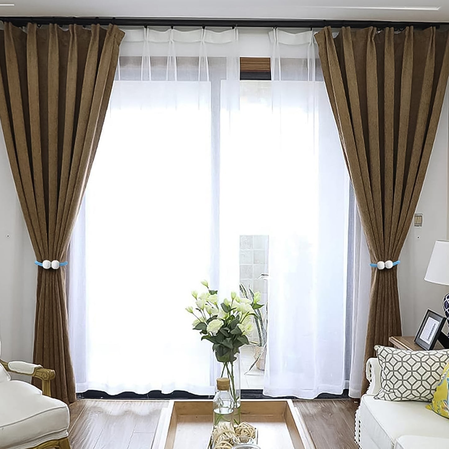 Polyester And Magnet Curtain (2 Pc) - Springkart 