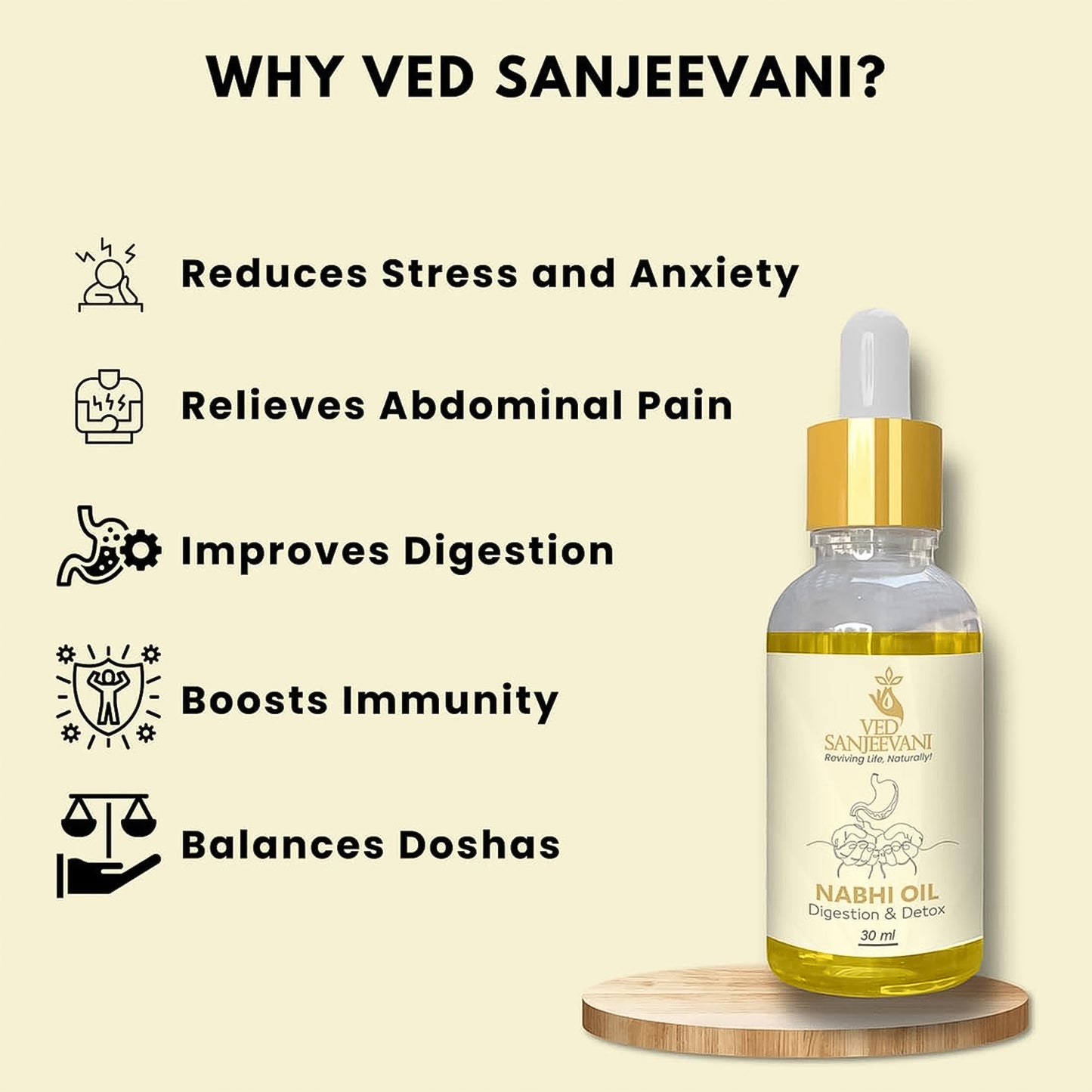 Ved Sanjeevani 30ml Ayurvedic Nabhi Oil For Digestion  Detox (30ml  1 Pc)