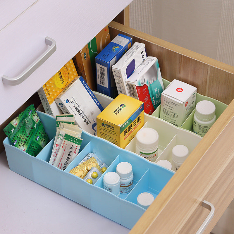 3 Pc : 5-Compartment Plastic Storage Box for Underwear, Socks, Accessories