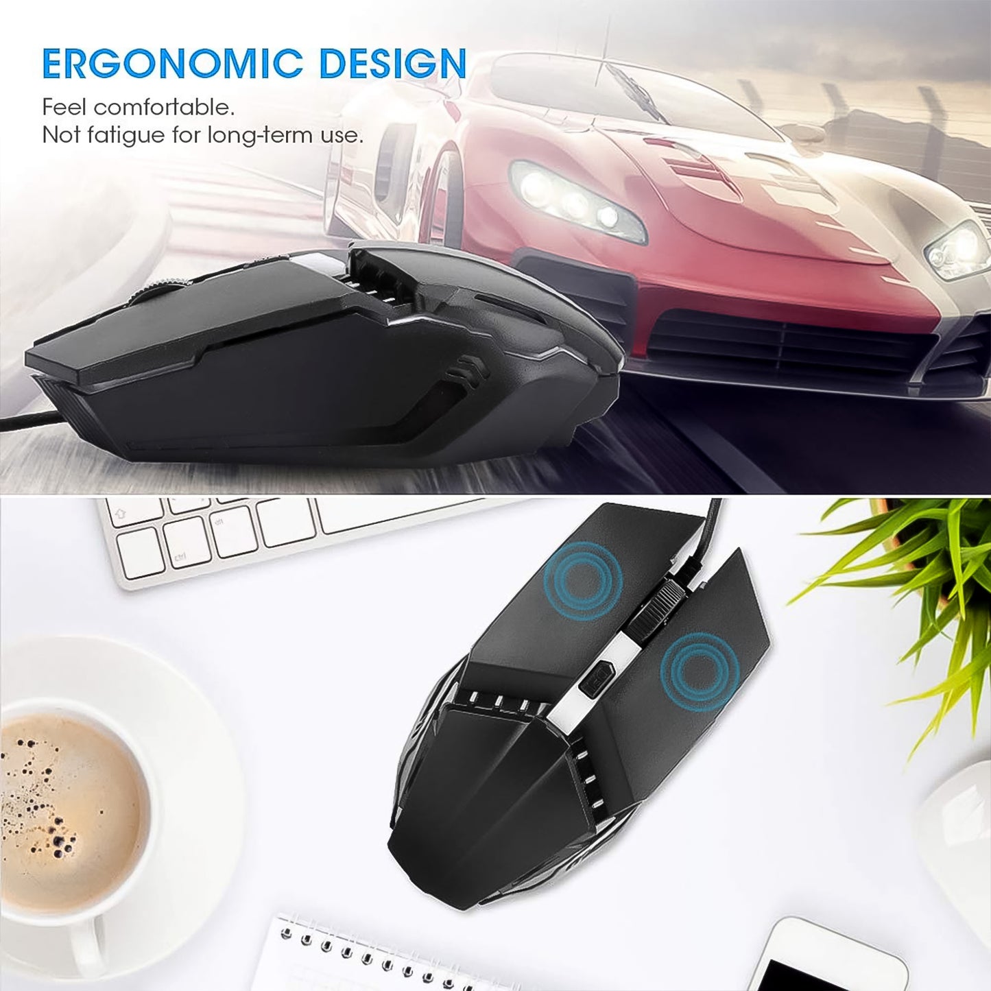 Usb Wired Mouse Ergonomic Design Gaming Mouse (1 Pc) - Springkart 