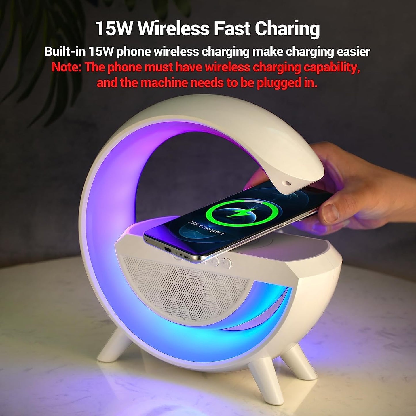 1393 3-in-1 Multi-function Led Night Lamp With Bluetooth Speaker Wireless Charging For Bedroom For Music Party And Mood Lighting - Perfect Gift For All Occasions - Springkart 