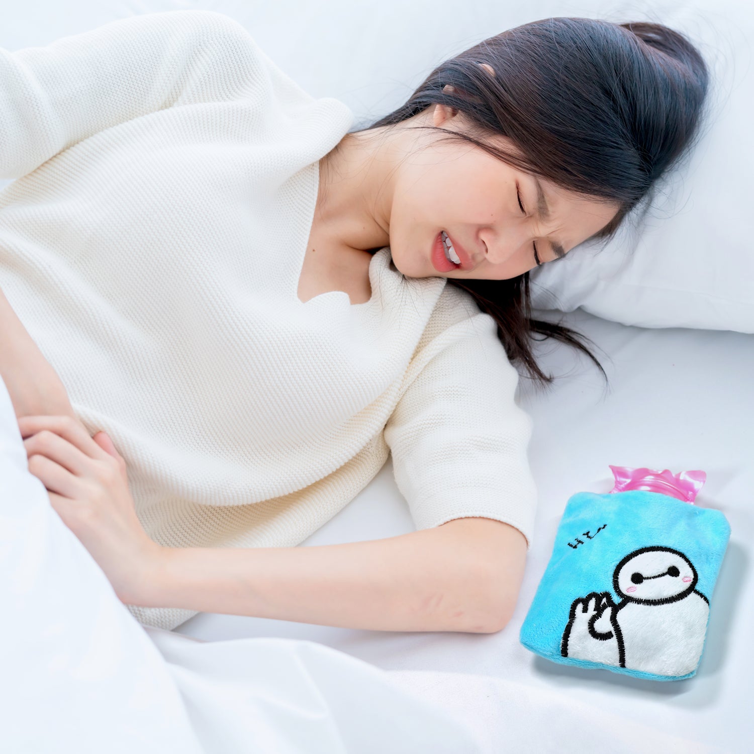 6525 Blue Baymax Small Hot Water Bag With Cover For Pain Relief Neck Shoulder Pain And Hand Feet Warmer Menstrual Cramps. - Springkart 