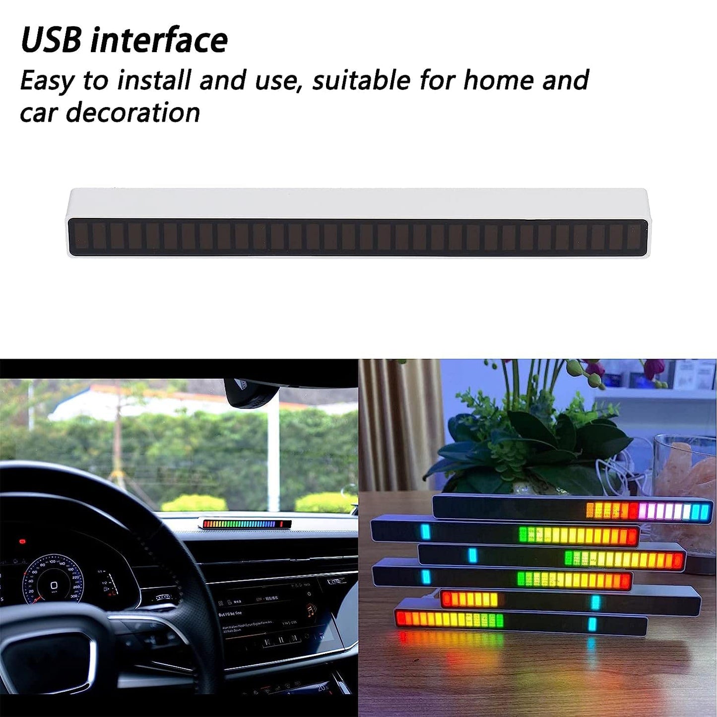 12724 Rhythm Lights Agc Automatic Gain Control 32 Colorful Rgb Light Adjustable Pickup Rhythm Lights Rgb Led Voice-activated Rhythm Light Car Home Sound Control Ambient Light (1 Pc)