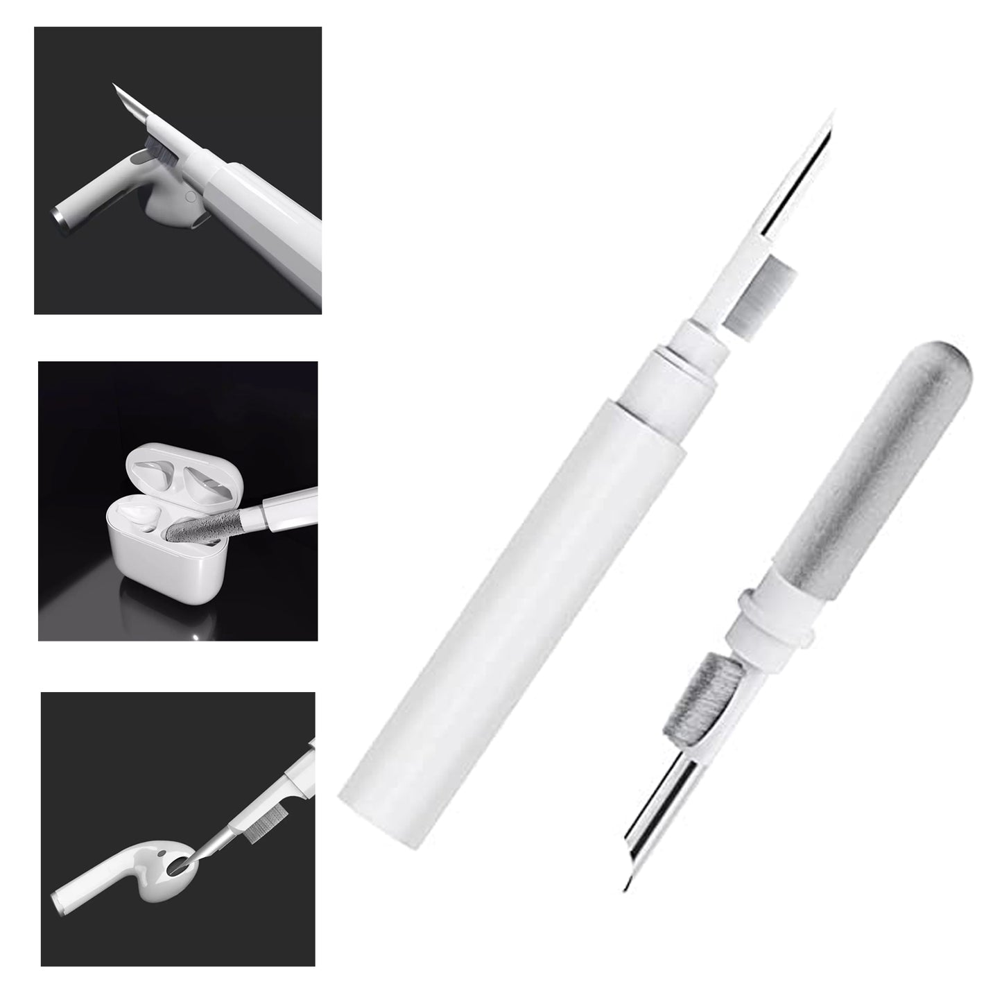 6188 3 In 1 Earbuds Cleaning Pen For Cleaning Of Ear Buds And Ear Phones Easily Without Having Any Damage. - Springkart 