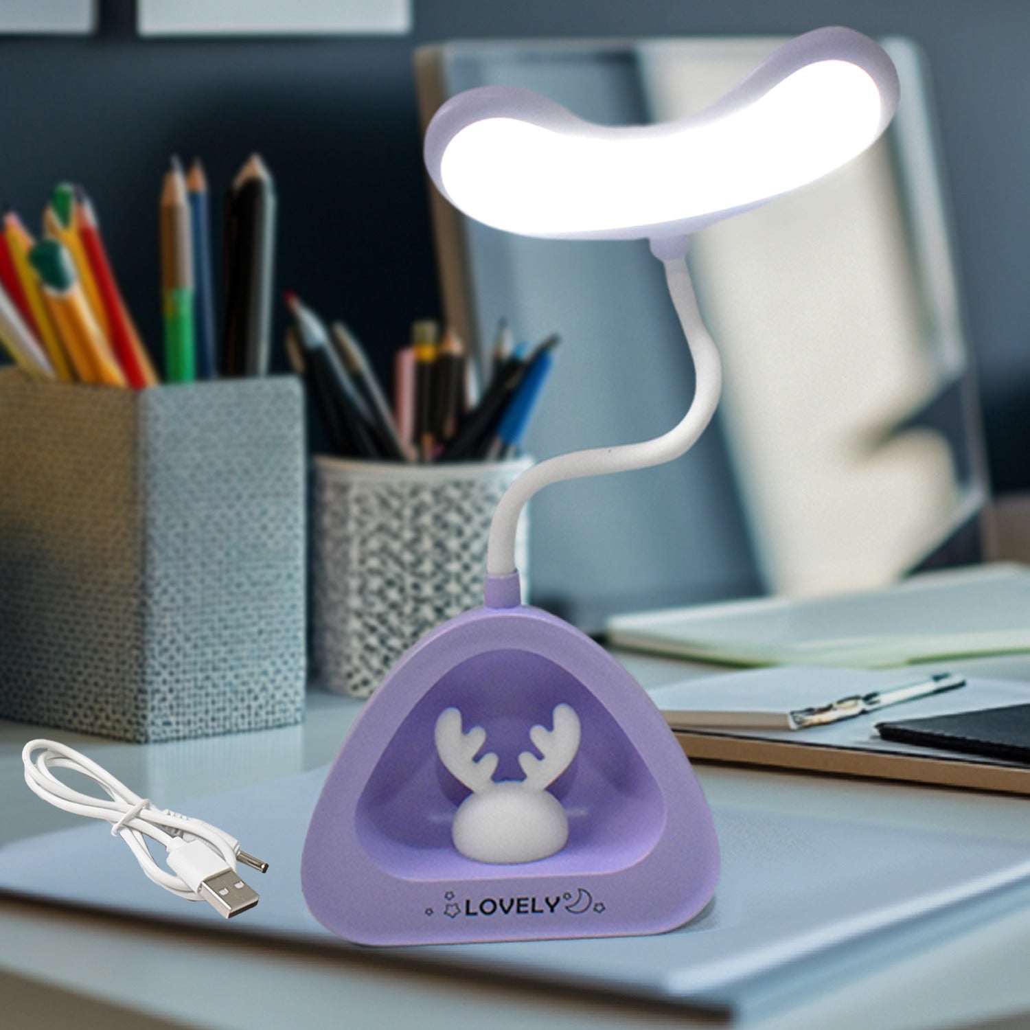 Cute Lovely Led Desk Light Led Lamps Button Control (1 Pc) - Springkart 