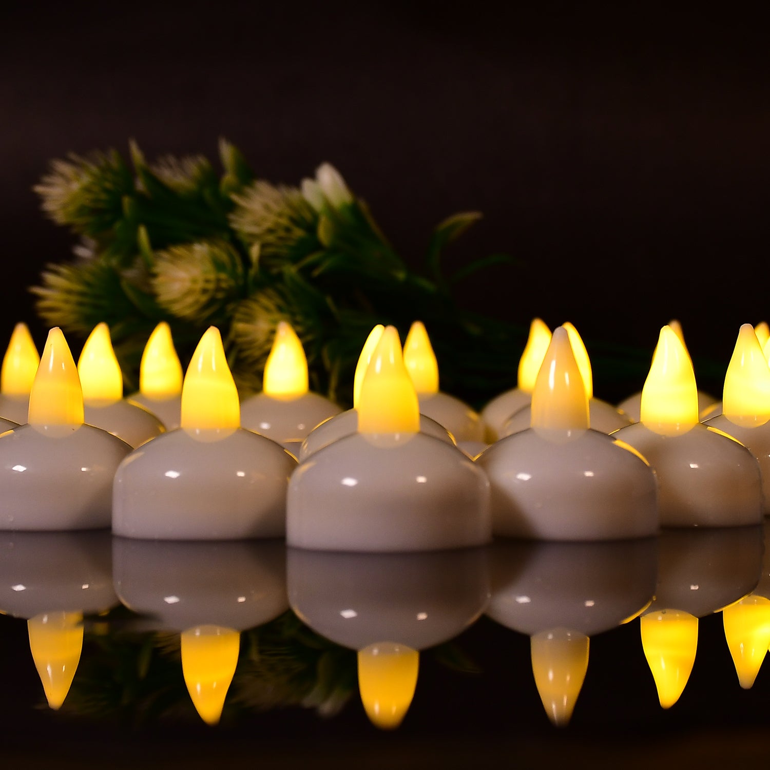 6432 Set Of 12 Flameless Floating Candles Battery Operated Tea Lights Tealight Candle - Decorative Wedding. - Springkart 