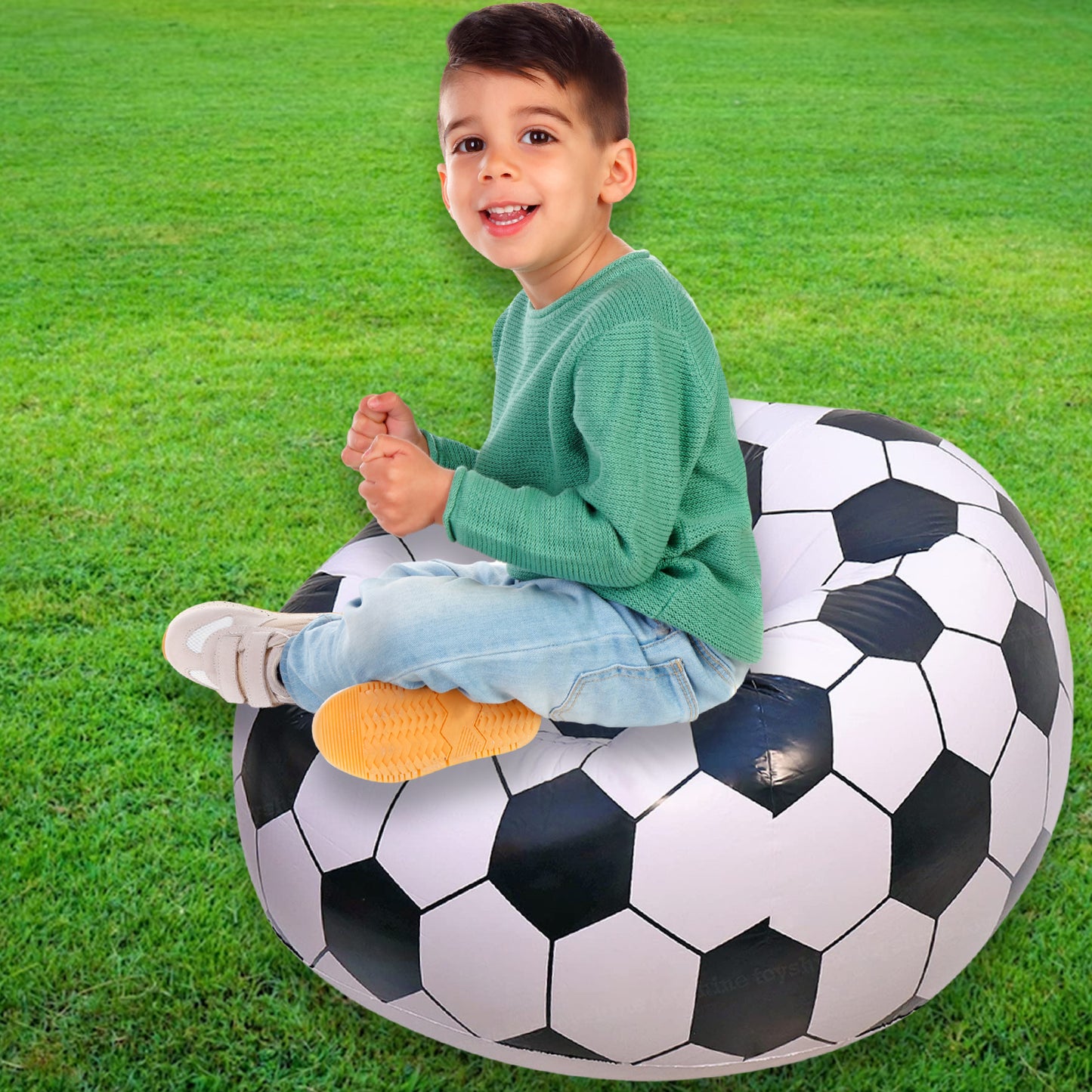 17732 Football Sofa Cartoon Style Inflatable Folding Chair Soccer Ball Chair Inflatable Sofa For Adults Kids Size 110cm X 80cm - Springkart 