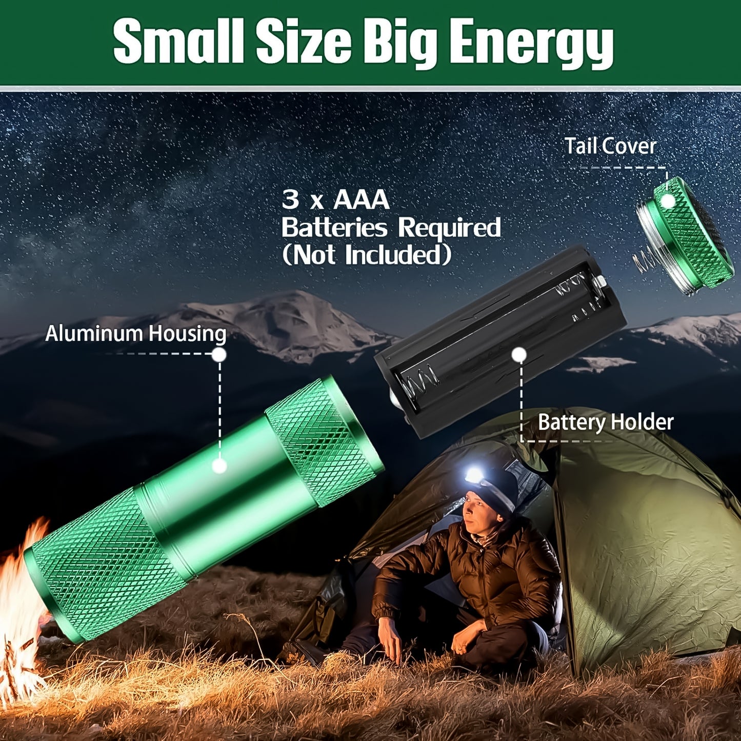 Super-bright Mini 9 Led Bulb Pocket Torches - Small Torch Flashlight For Camping Hiking Diy Travelling Outdoors And More3 Battery Operated (Battery Not Included 1 Pc) - Springkart 