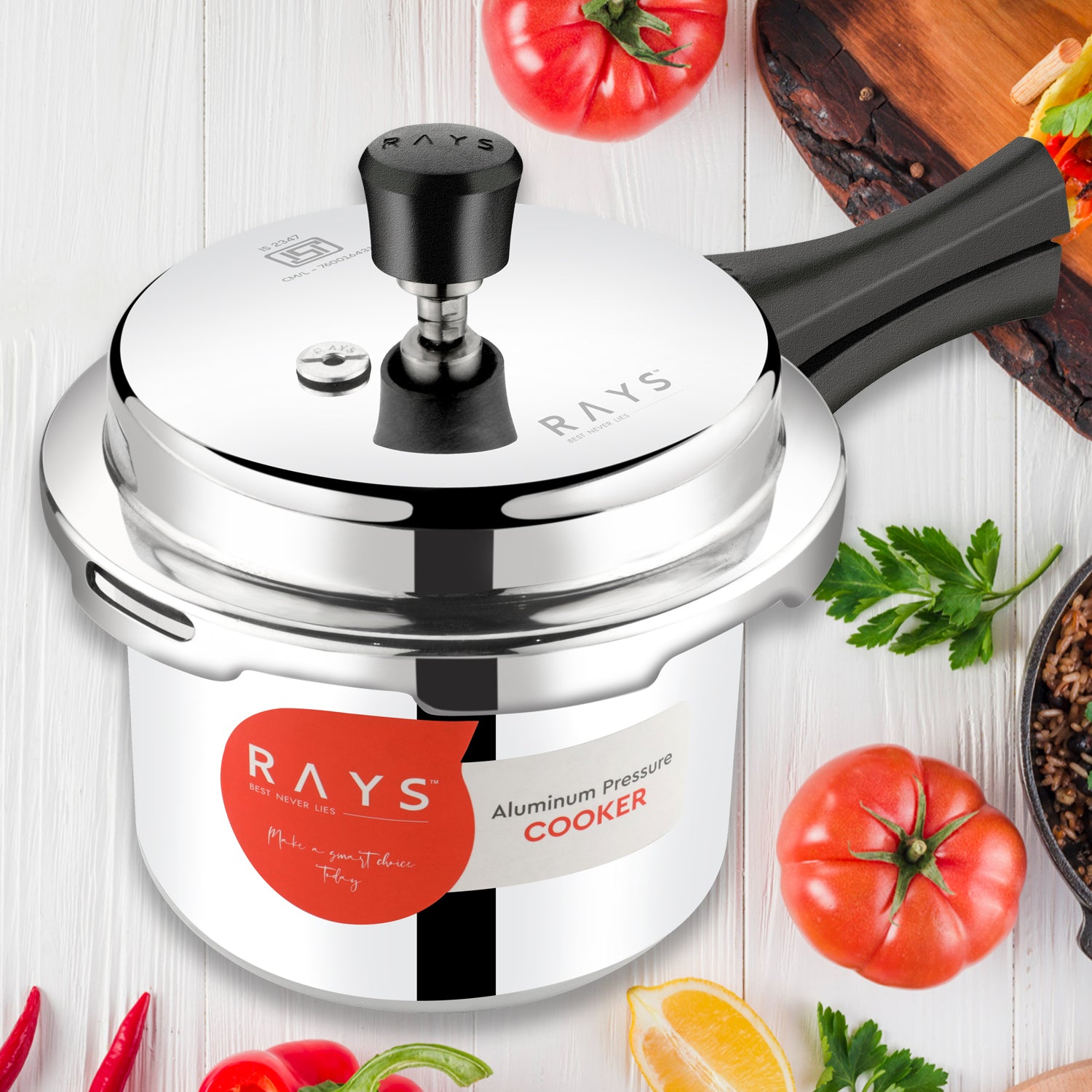 Aluminium Rays Aura Pressure Cookers With Outer Lid (1.5 Litres) - Springkart 