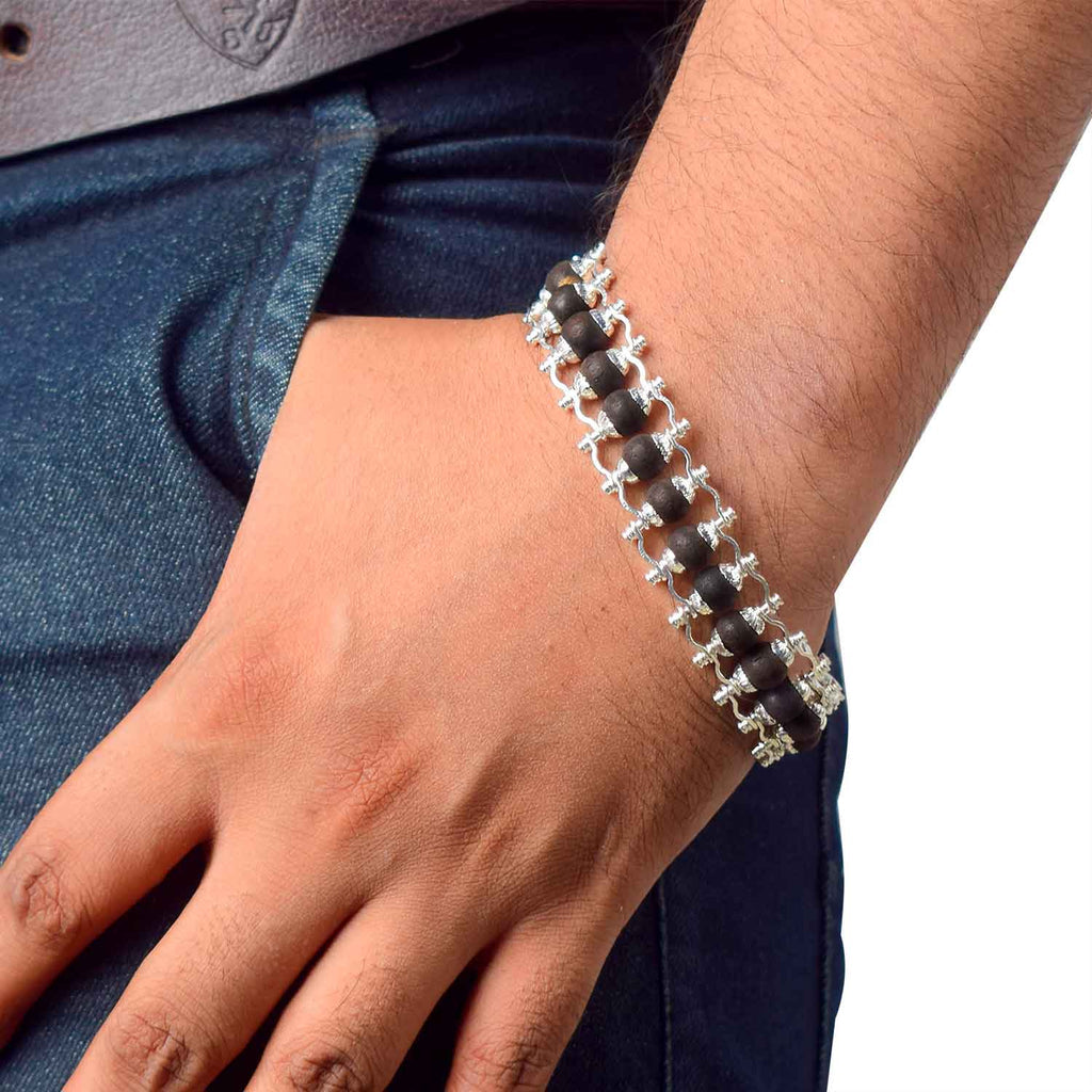 Buy Govt. Lab Certified Silver Plated Karungali Bracelet – PVD Finish